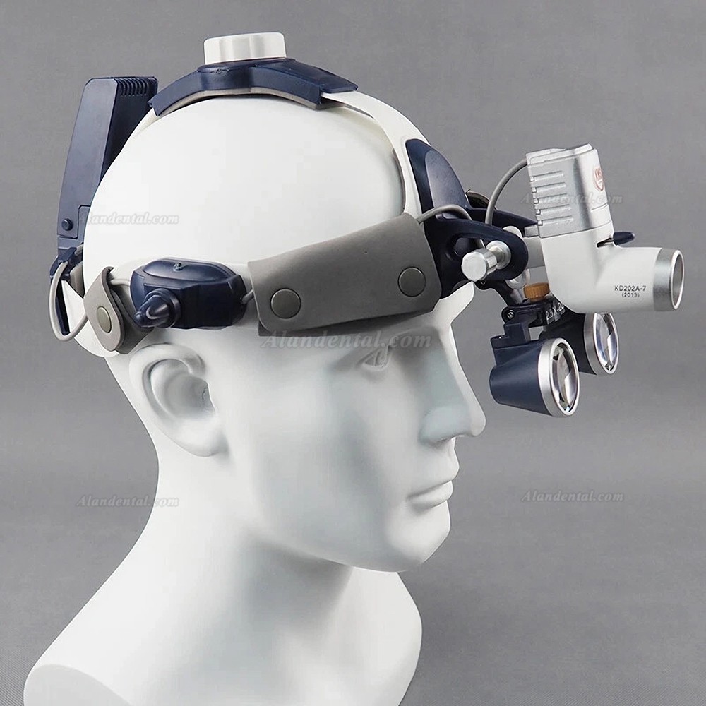KWS FD501K 2.5X Binocular Dental Loupes + KD-205AY-2 5W LED Dental Headlight With 2 Batteries